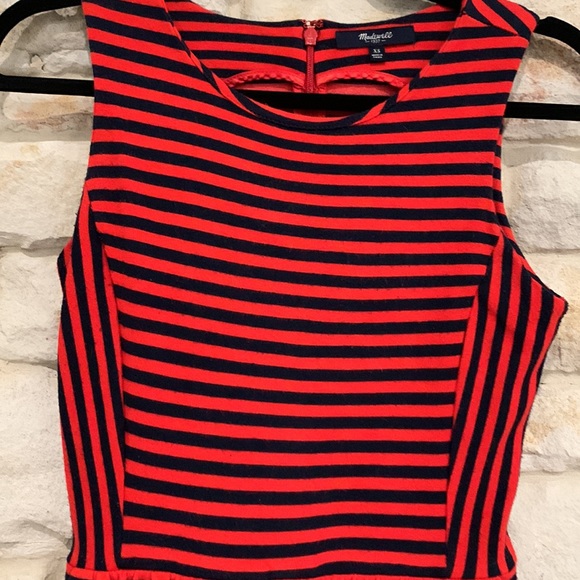 Madewell Red and blue striped fit and flare dress. Size XS - Picture 2 of 5